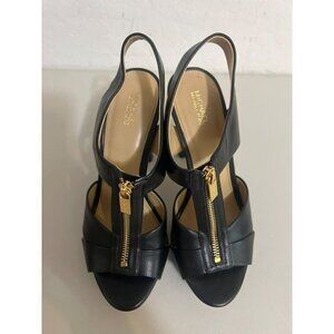 Michael Kors Leather Stacked Heel Black Pumps Sz 8.5 HB18G